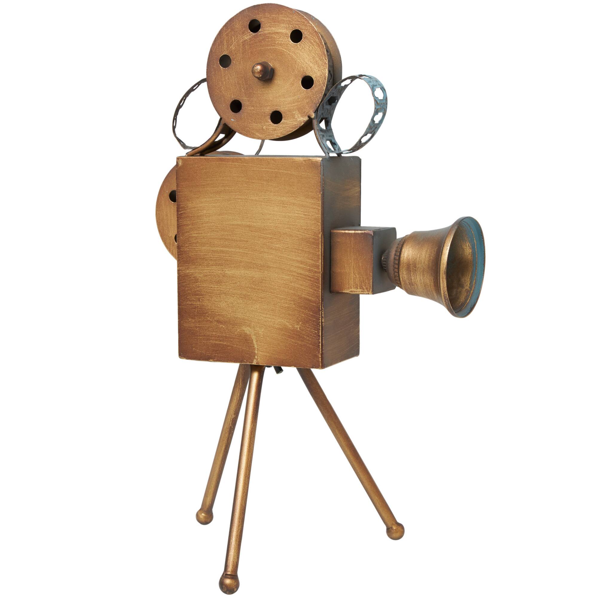 16" Brown Metal Decorative Camera Film Sculpture